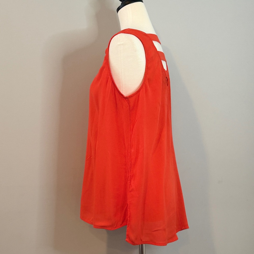 a.n.a. A New Approach Orange V Neck Strappy Back Sleeveless Tunic Top M - Picture 5 of 11